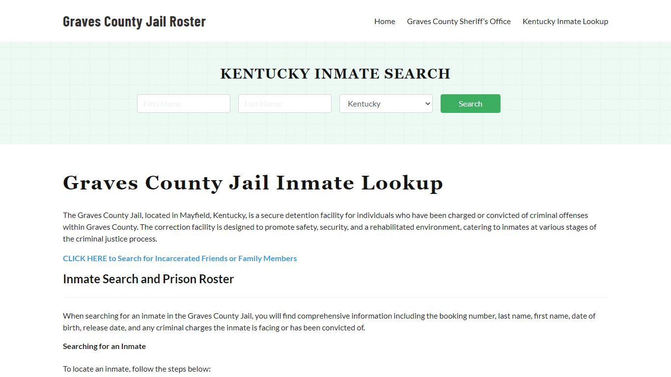 Graves County Jail Roster Lookup, KY, Inmate Search